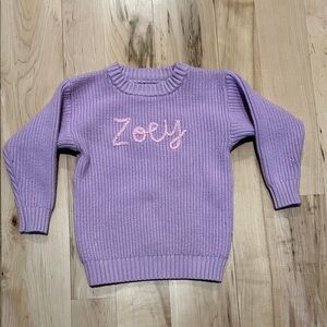 Purple Knit Sweater with Pink Embroidery - Size 6